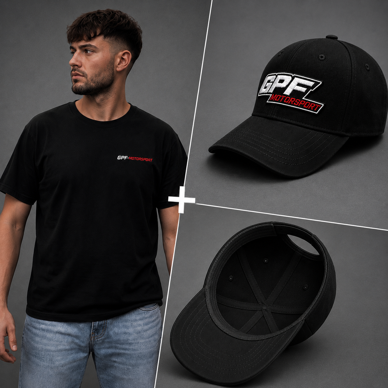 Pack GPF-Motorsport — T-shirt noir + Casquette brodée